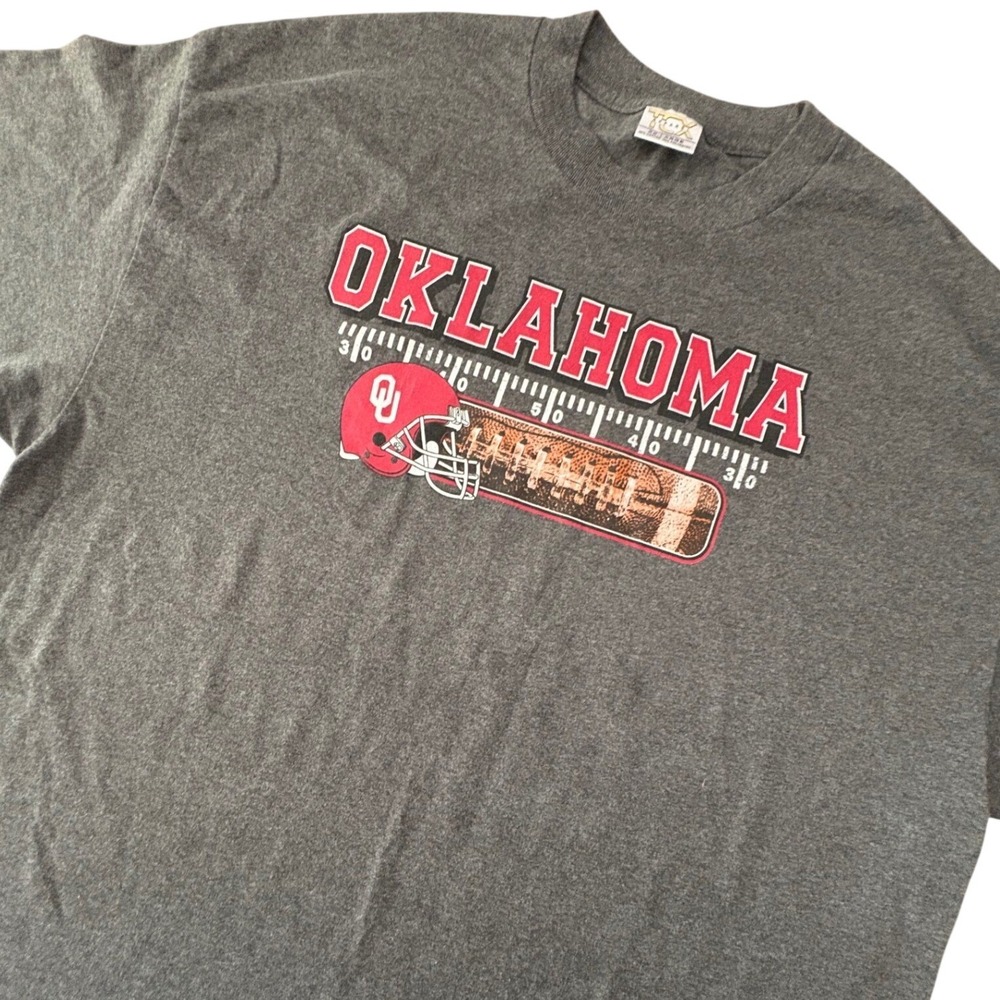 VTG TCX Apparel Oklahoma Sooners Football T-Shirt 2XL Charcoal Gray Graphic Tee